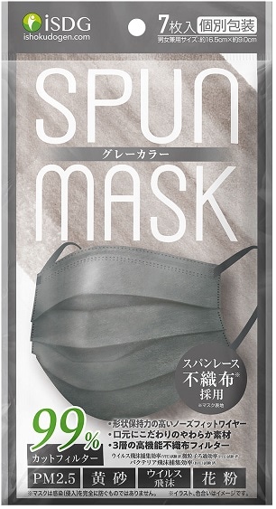 【お取り寄せ】スパンレース不織布マスク　グレー　７枚