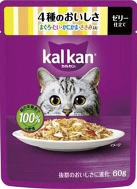 カルカンパウチ 4種のおいしさ(まぐろ・たい・かにかま・ささみ入り) 60g