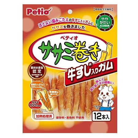ペティオ ササミ巻き 牛すじ入りガム 12本入